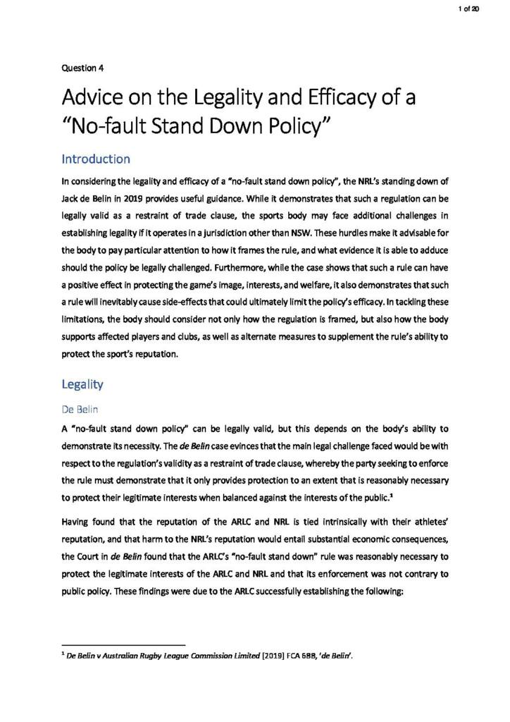 Sports Law (LAWS50119) essays