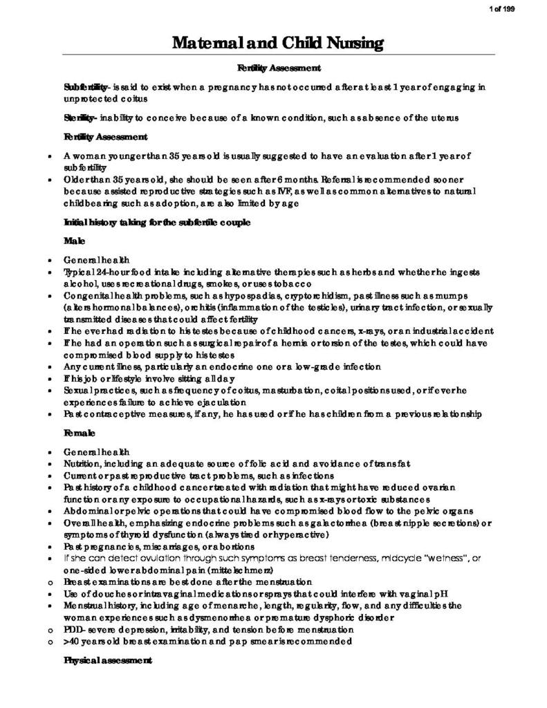 Maternal and Child Nursing notes StudyLast