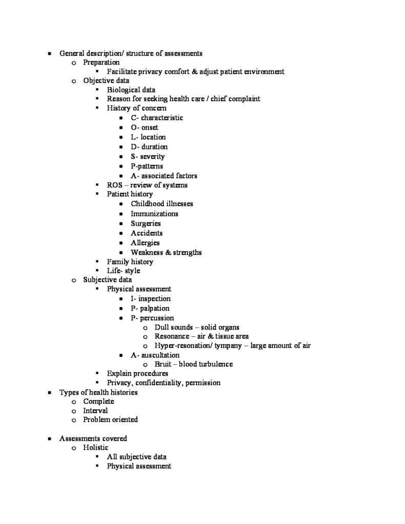 Health Assessment (NUR 2204) exam notes