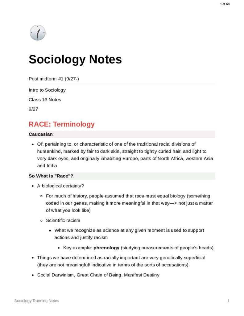 Introduction to Sociology (SOC 1010) notes