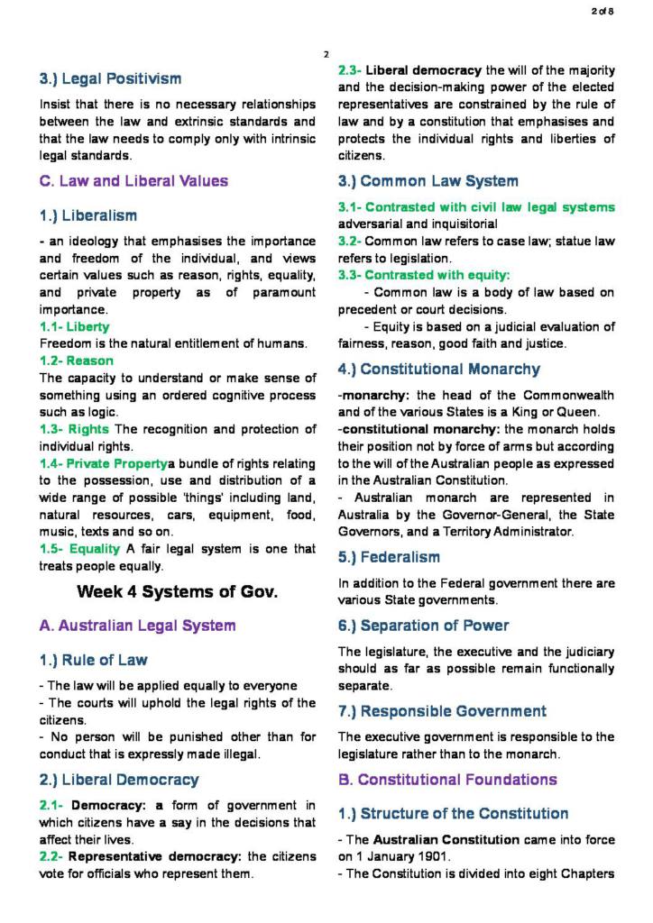 Legal Foundations B (LAWS11-106) revision notes