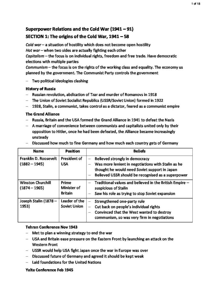 Edexcel GCSE (9-1) History Superpower relations and the Cold War revision notes