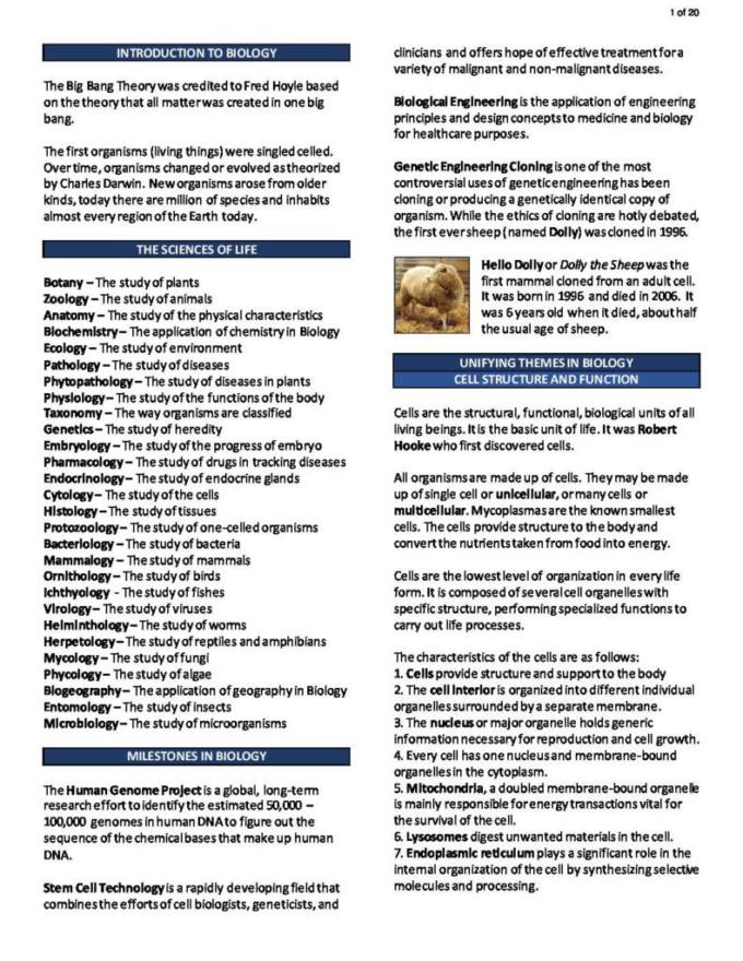 Intro to Life Science revision notes | StudyLast