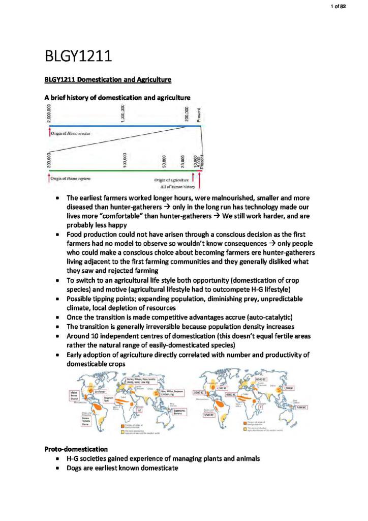Applied Biology and Agriculture (BLGY1211) full notes