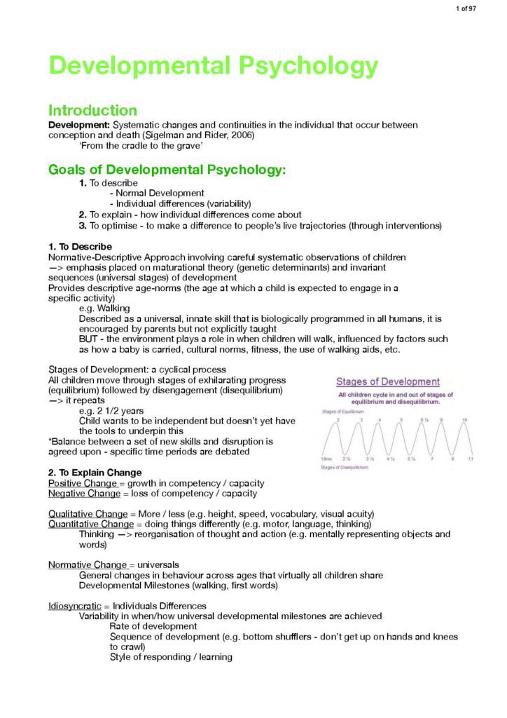 Developmental Psychology (PSYU2235) lecture notes