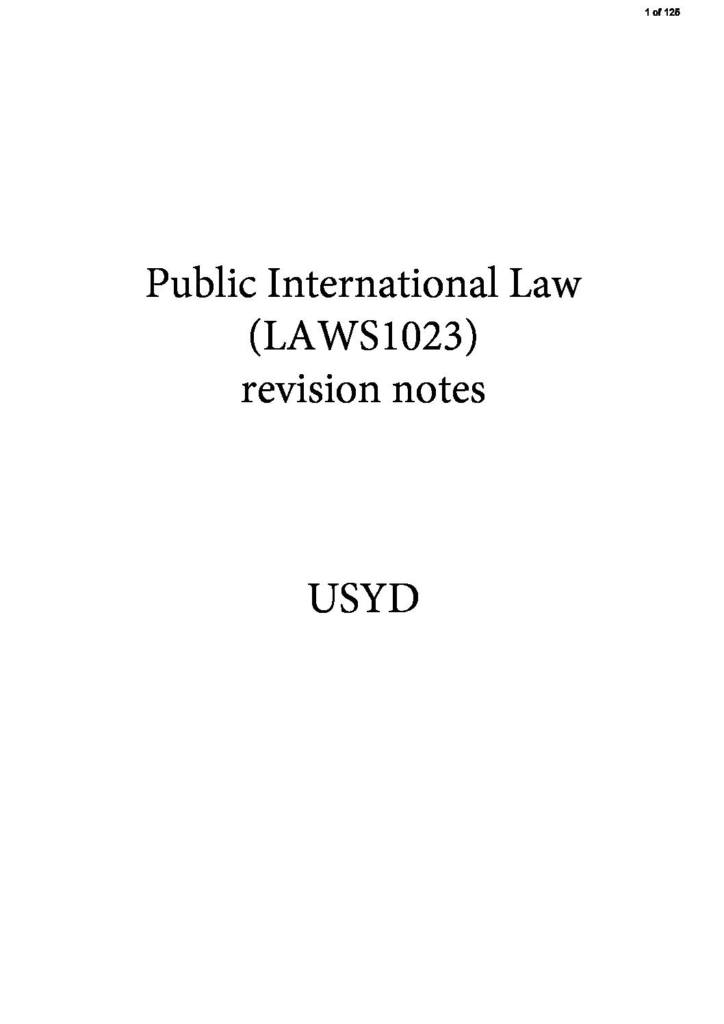 Public International Law (LAWS1023) revision notes