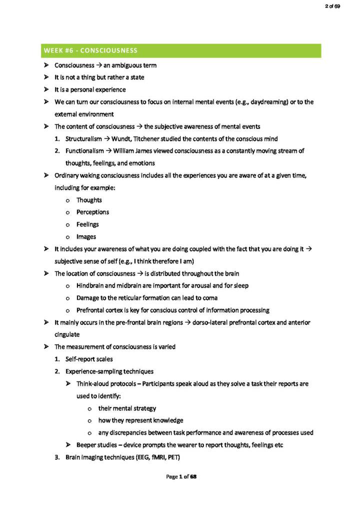 Introduction to Psychology 1 (1001PSY) exam notes
