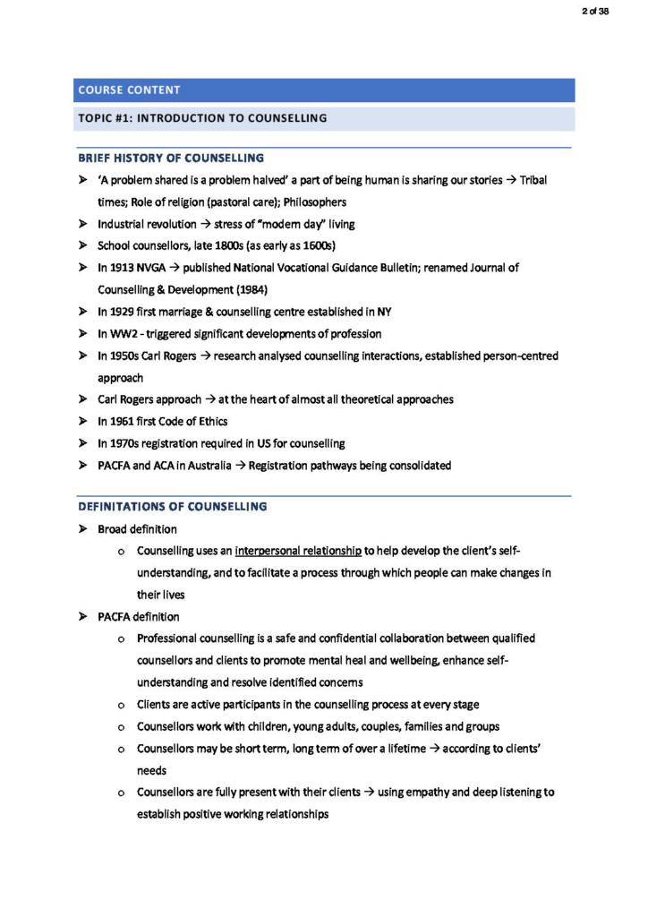 Counselling Skills (1018PSY) exam notes