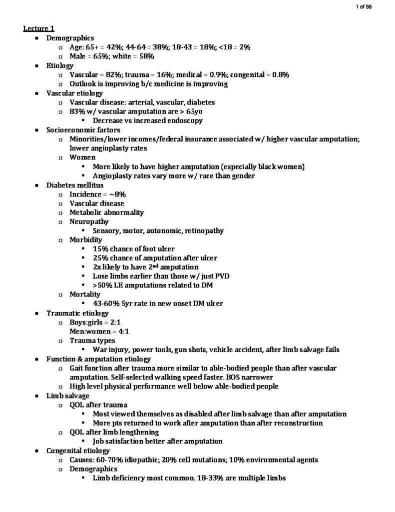 Prosthetics (PHYT M8637) lecture notes