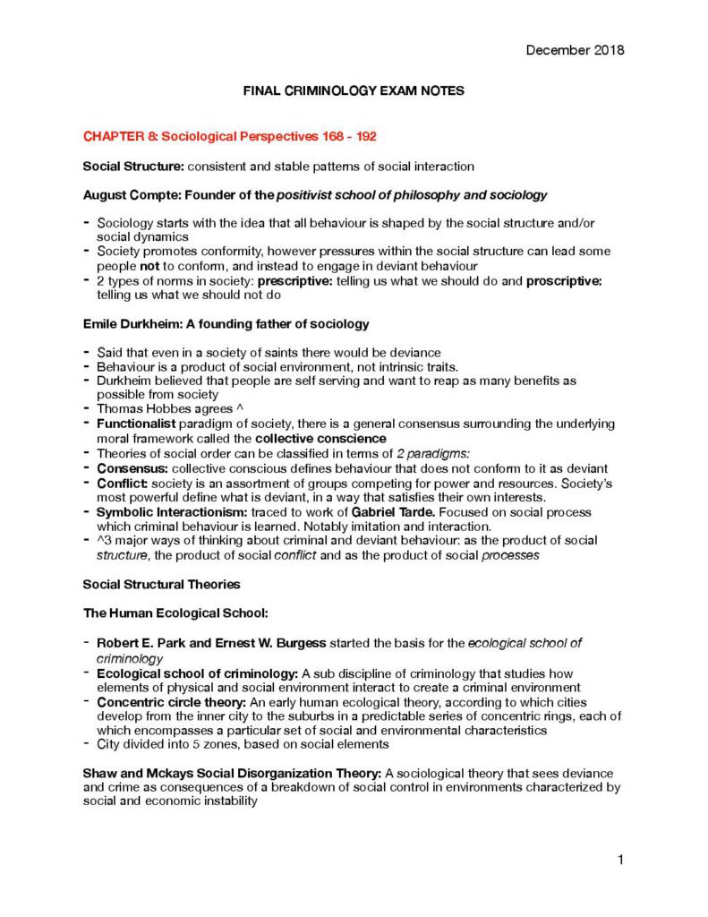 An Introduction to Criminology (2266A) final exam notes