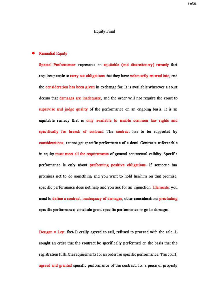 Equity Law (LAWS2015) 2021 final exam notes