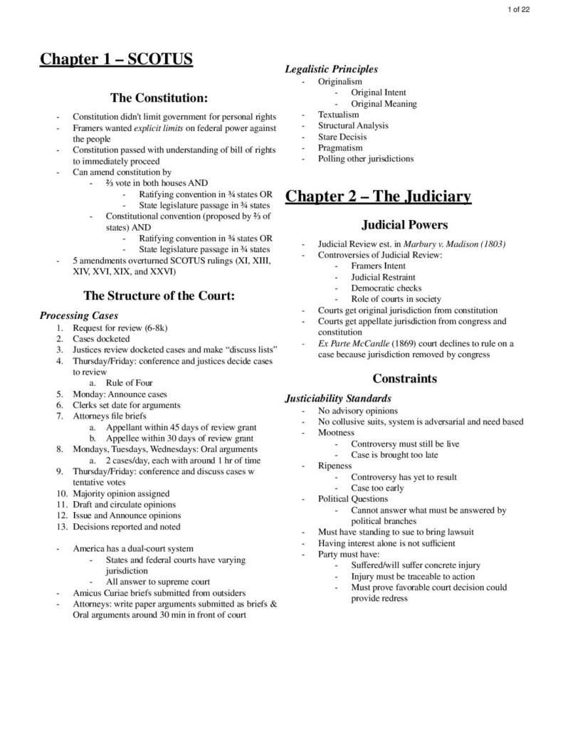 Constitutional Law (PSCI 2266) summary notes