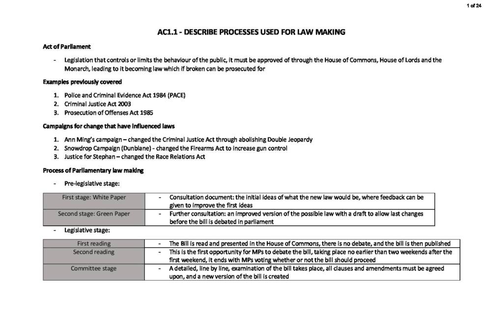 WJEC Level 3 Criminology Unit 4 complete notes