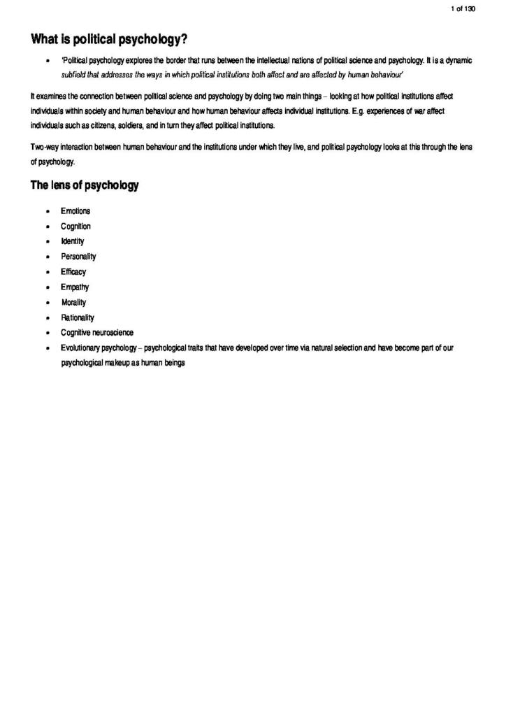 Political Psychology (ATS2256) complete notes
