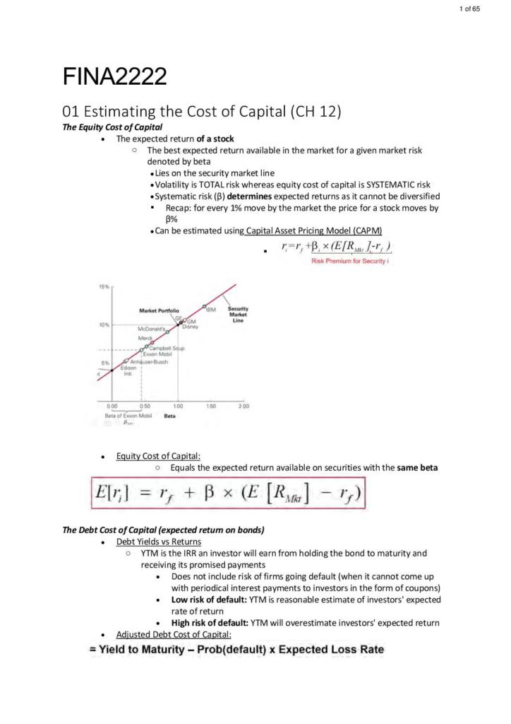 Corporate Financial Policy (FINA2222) complete notes