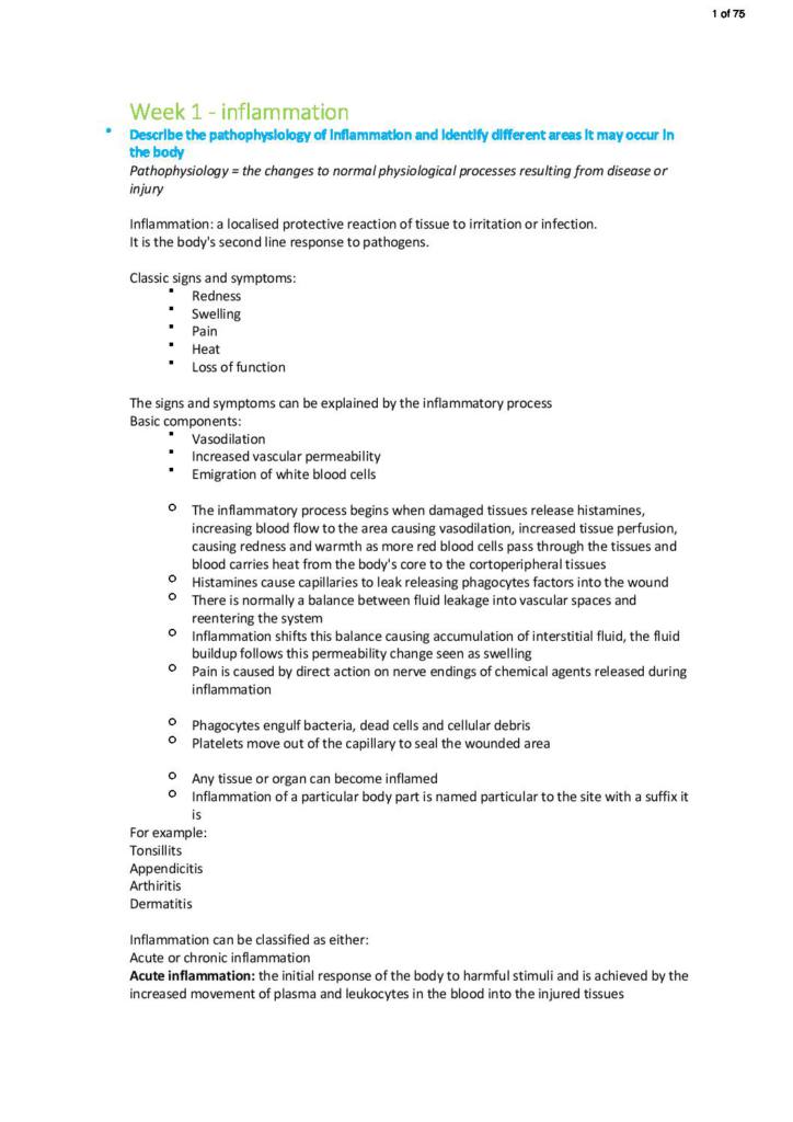 Acute Illness and Supportive Care (HNN227) course notes