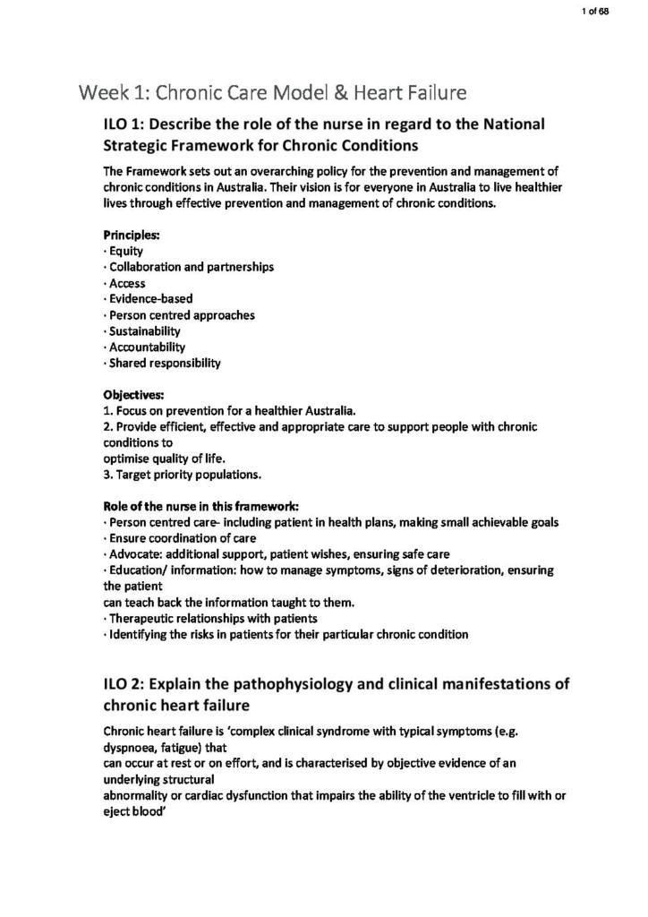Chronic Illness and Supportive Care (HNN319) course notes