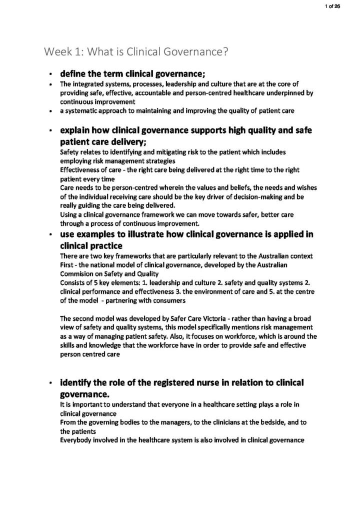 Quality and Safety in Health Care 2 (HNN320) course notes