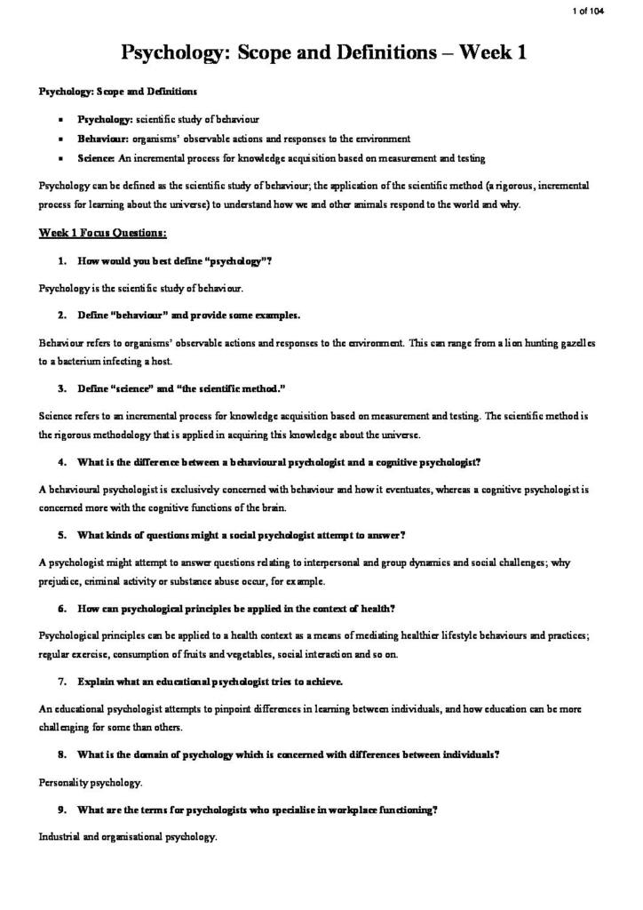 Fundamentals of Human Behaviour (HPS111) complete notes