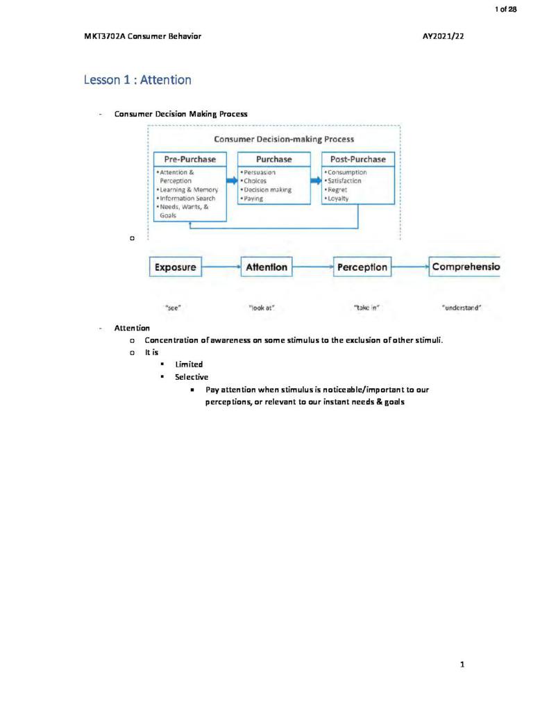 Consumer Behaviour (MKT3702) summary notes
