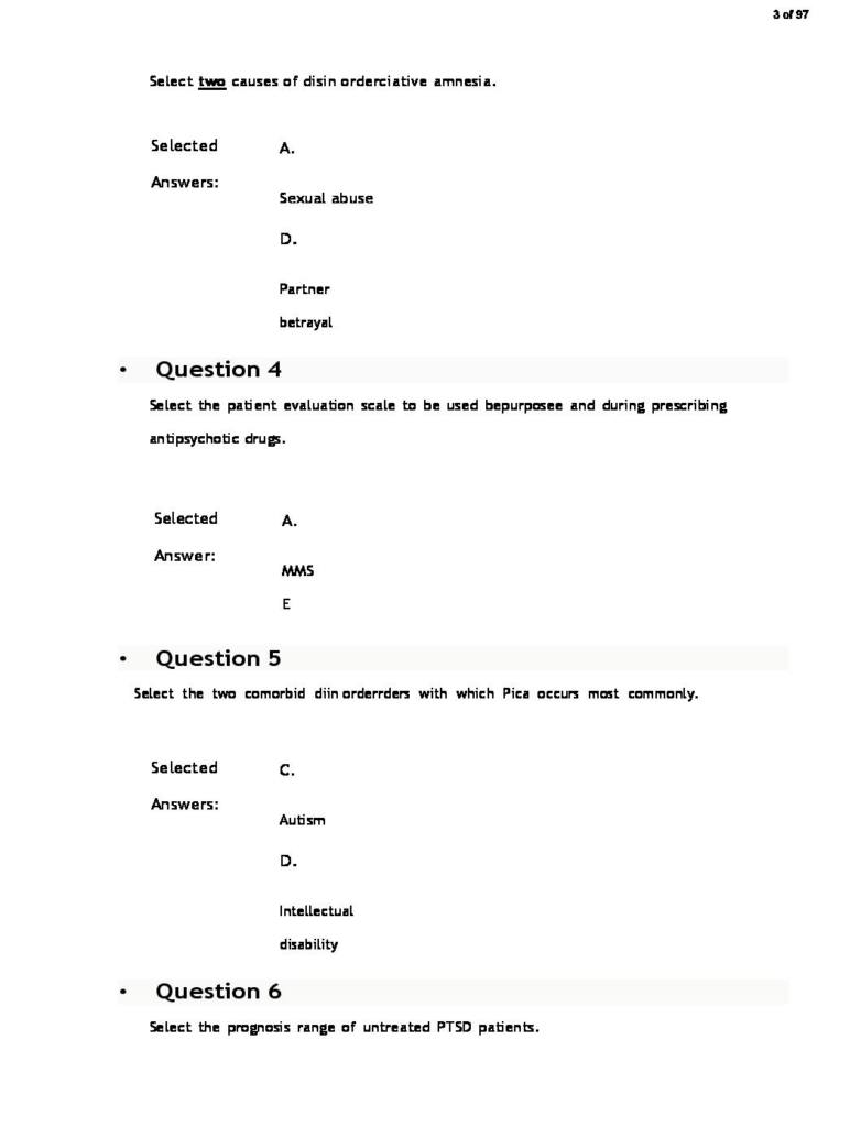 Psychopathology and Diagnostic Reasoning (NRNP 6635) midterm Q&A