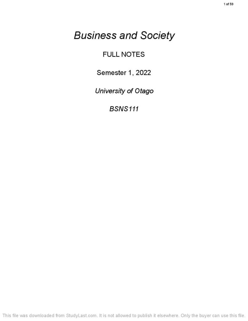 Business and Society (BSNS111) 2022 lecture notes