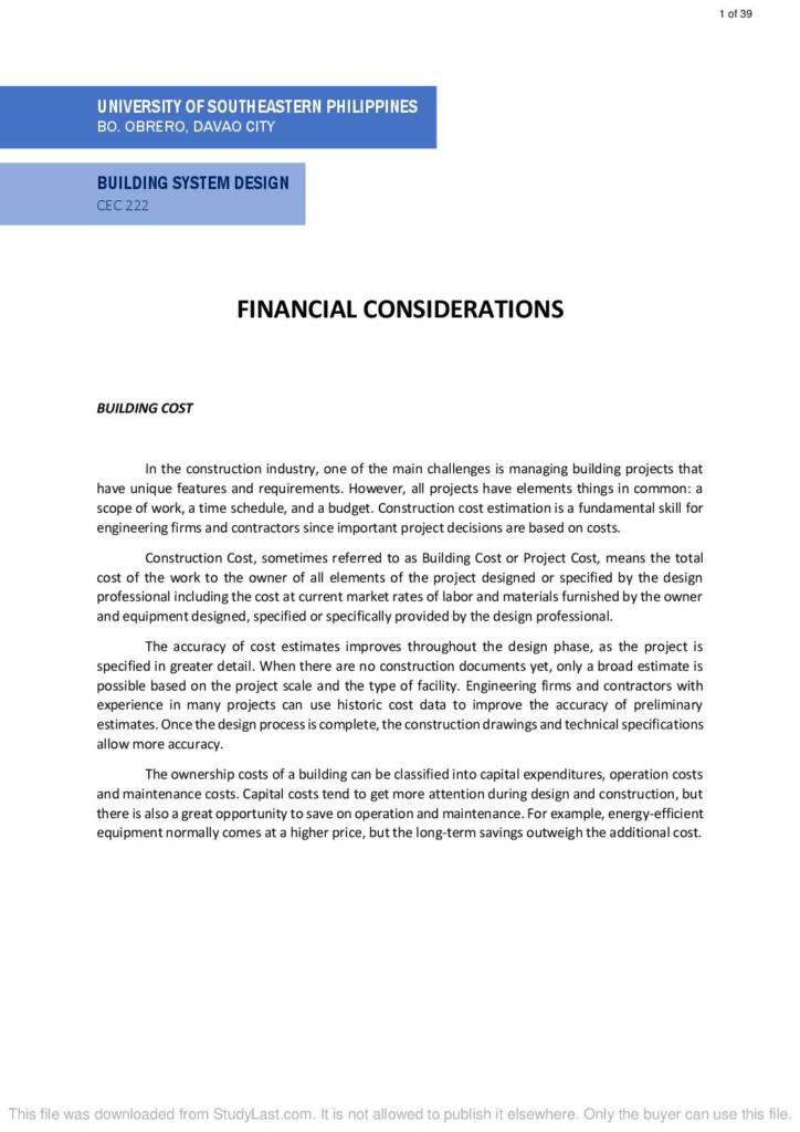 Building System Design (CEC 222) reports