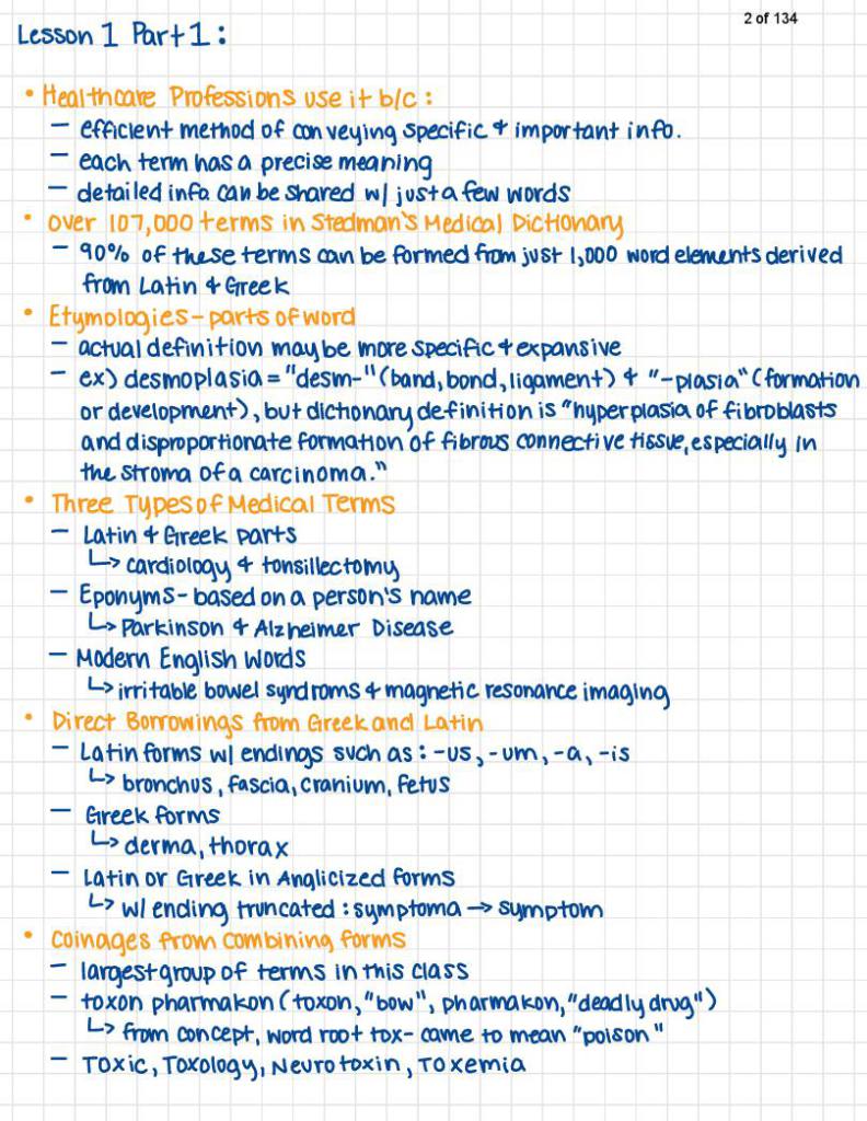 Medical Terms-GRK & LAT Roots (CLCV 102) module notes