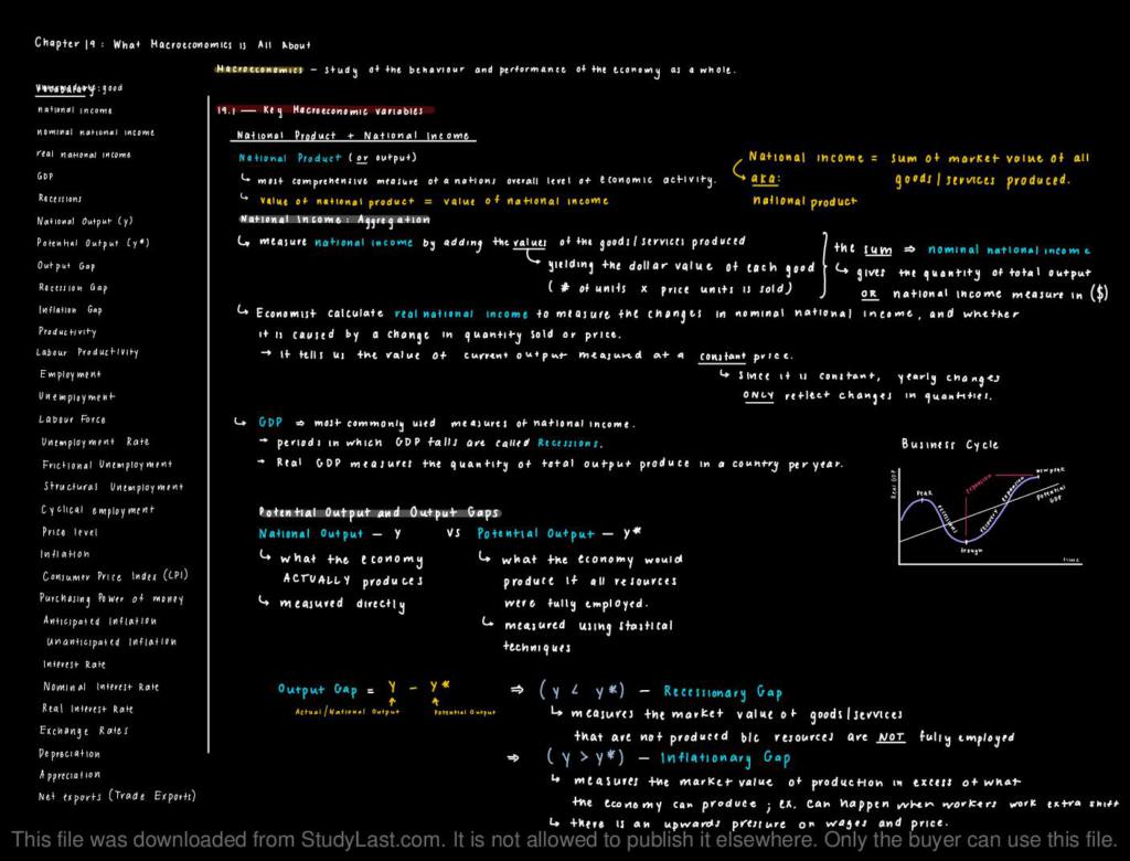 Principles of Macroeconomics (ECO102) weekly notes