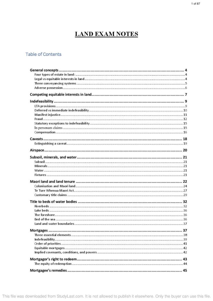 Land Law (LAW 301) exam notes