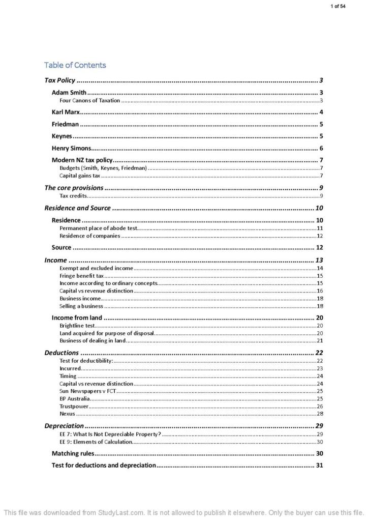 Tax Law (LAWCOMM 403) summary and legislation notes