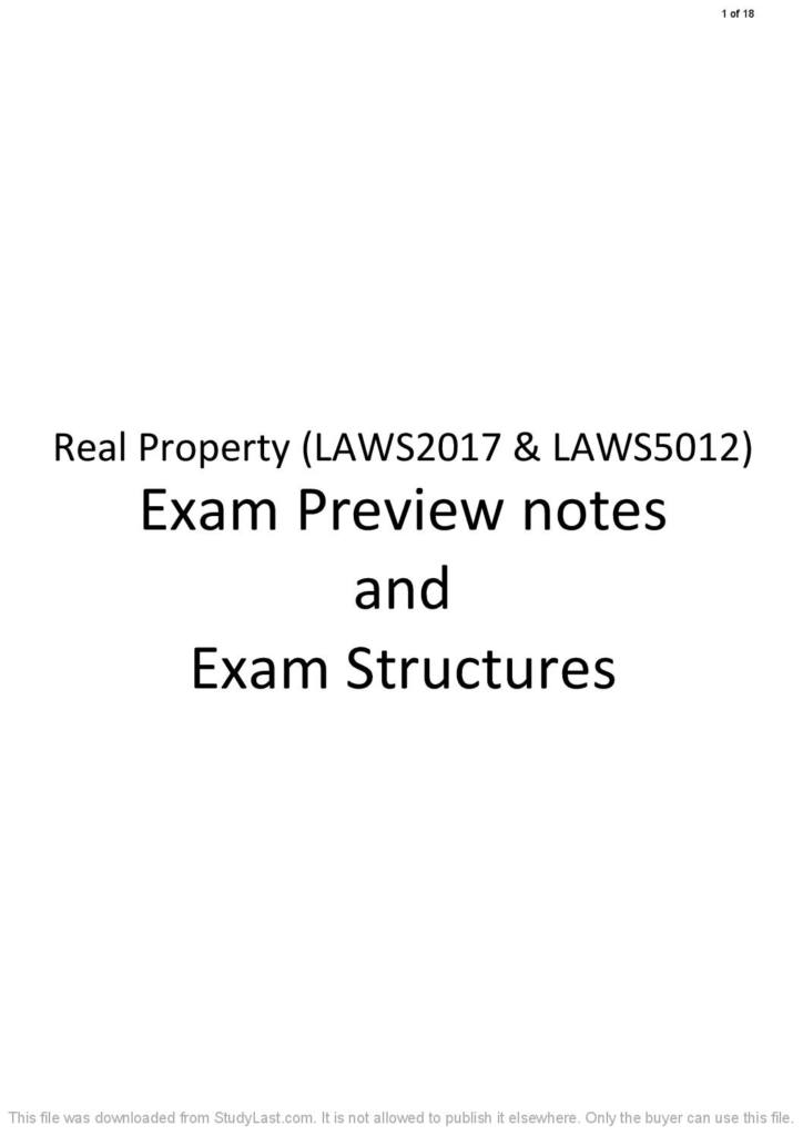 Real Property (LAWS2017 & LAWS5012) exam preview notes
