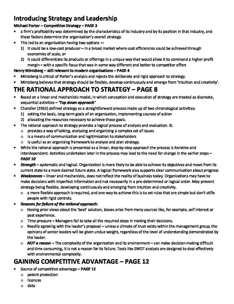 Global Strategy and Leadership (CPA Australia) Semester 1, 2022 summary notes