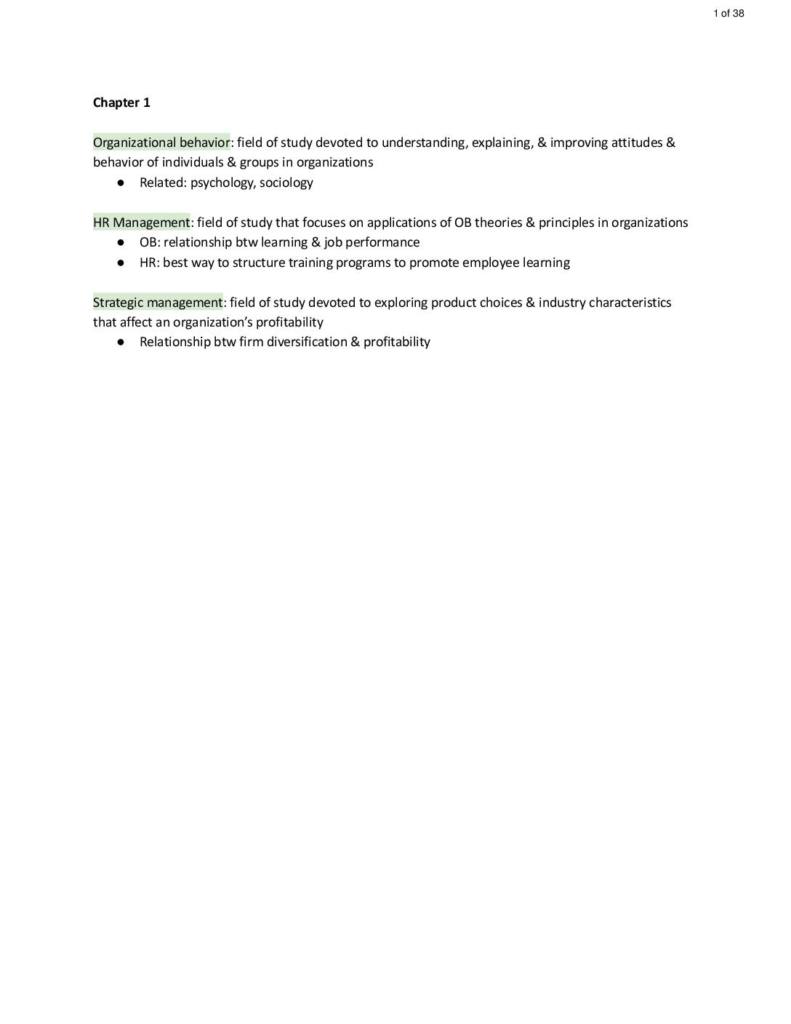 Organizational Behaviour (RSM260) Colquitt textbook summary notes