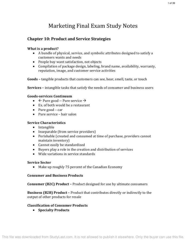 Introductory Marketing (ADMS 2200) final exam notes