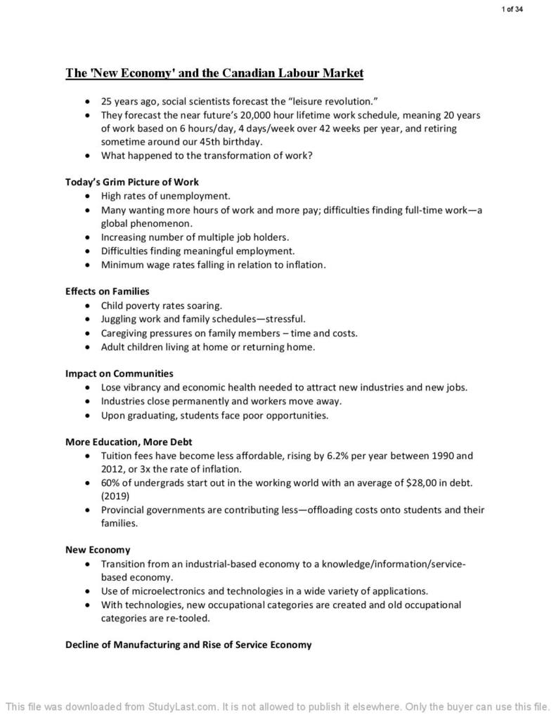 Women, Work & Family (SOCI 3860) midterm exam notes