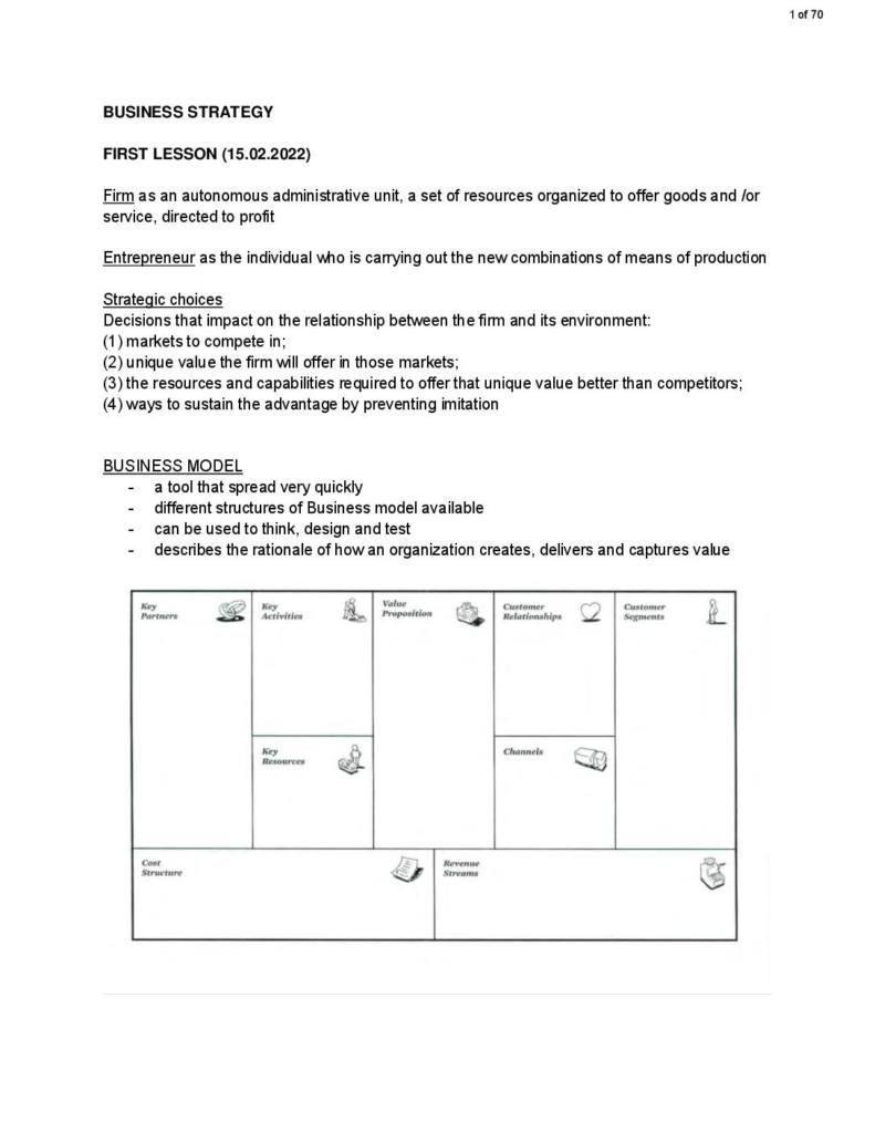 Business Strategy (48142) notes