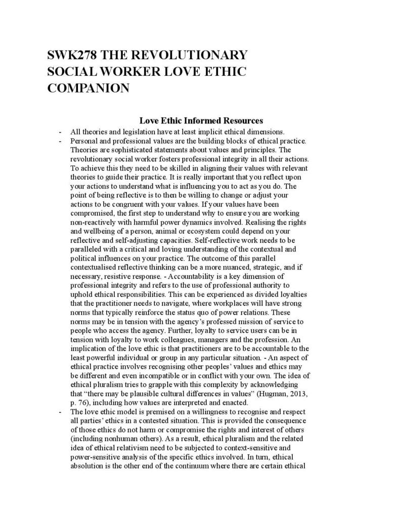 SWK278 Ethics, Law and the Helping Professions Complete Course Notes