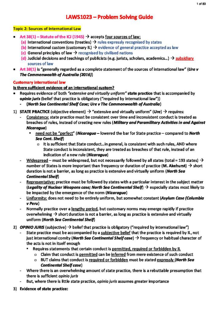 Public International Law (LAWS1023) problem solution guide