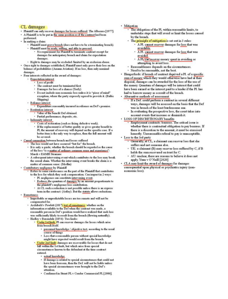 Contracts – USYD LPAB 04 exam summary sheets
