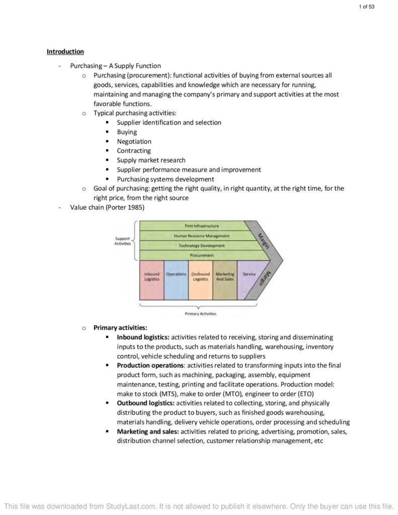 Strategic Sourcing And Procurement (MGMT 46501) final exam review notes