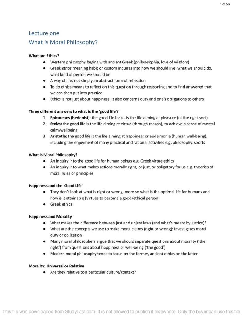 Happiness, Goodness and Justice (PHIL1032) lecture notes