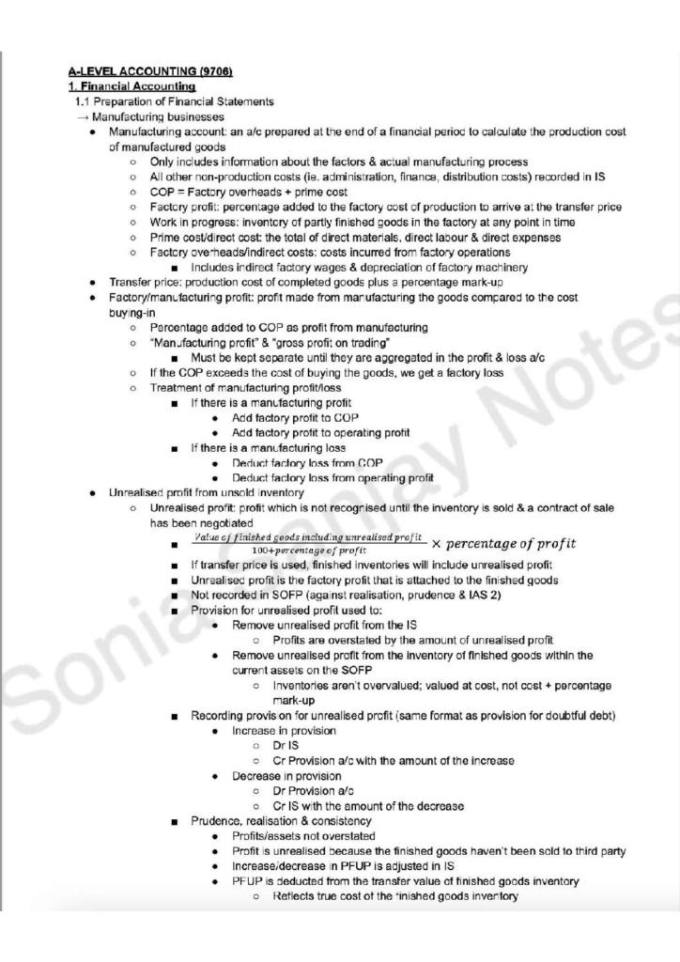 Cambridge A Level Accounting 9706 A2 Only Notes Studylast Cambridge A Level Accounting 9706 A2 Only Notes Studylast