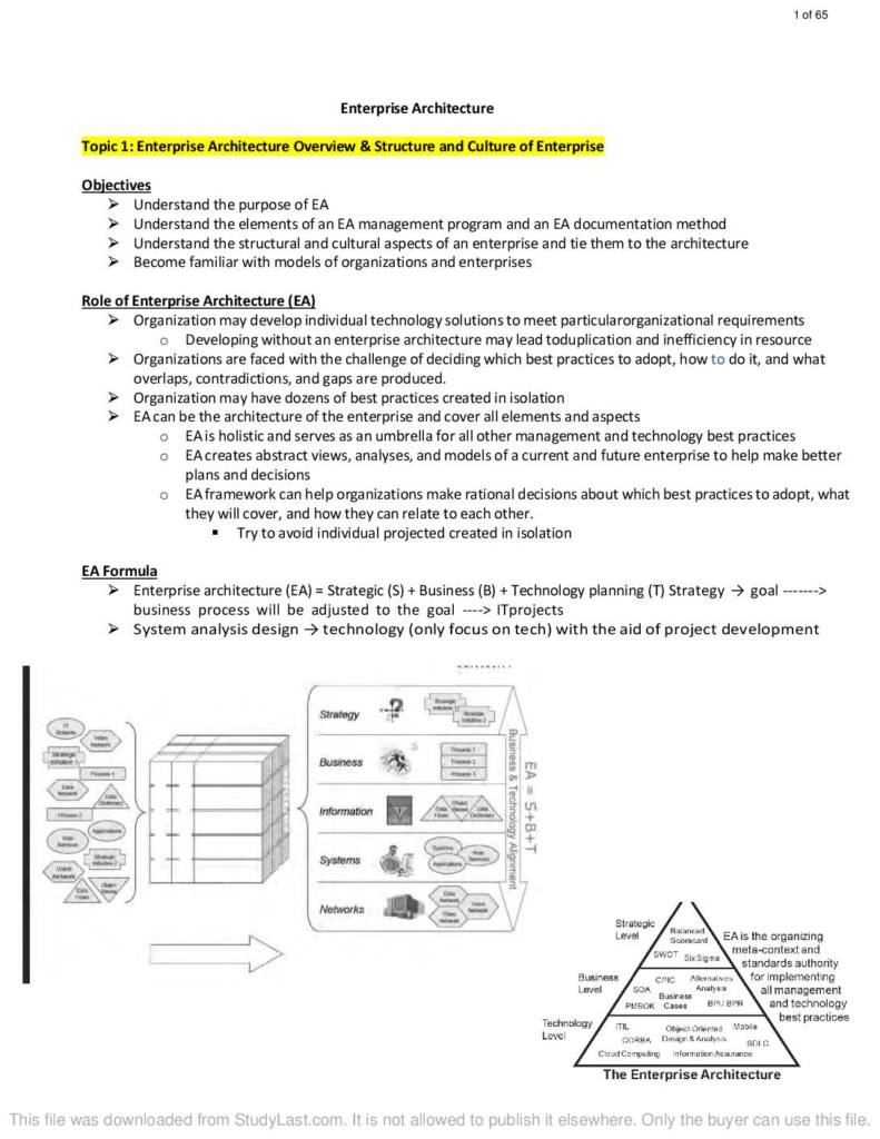 Enterprise Architectures (ICT301) full notes