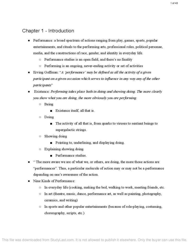 Notes for Introduction to Performance Studies (TMA 115) at Brigham Young University StudyLast