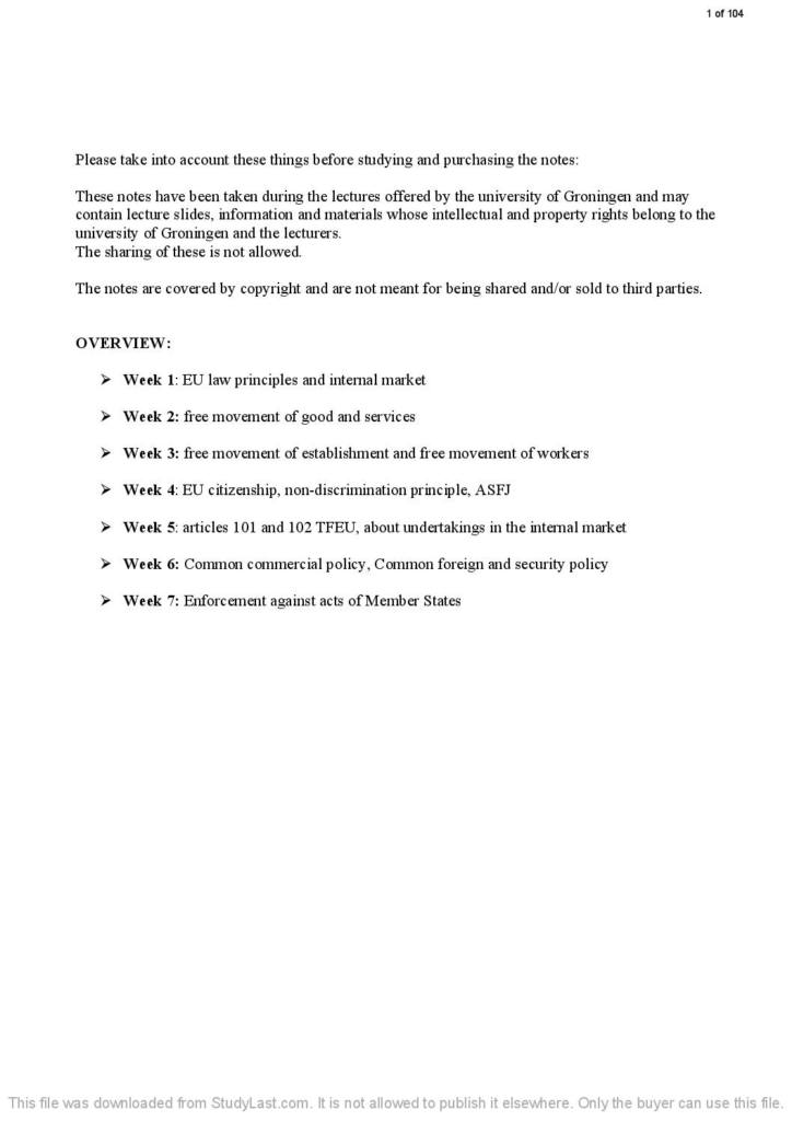 Law of the European Union (RGBEE50110) complete notes