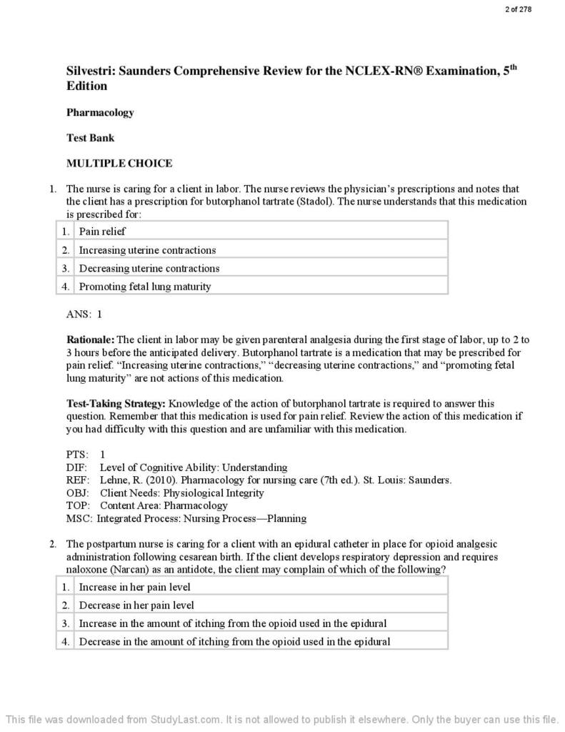 Saunders Comprehensive Review for the NCLEX-RN Examination (5e) test bank