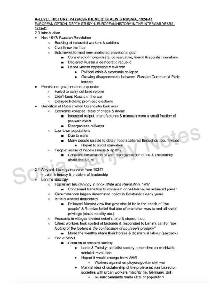 Notes for history 9489 at cambridge international gce as and a