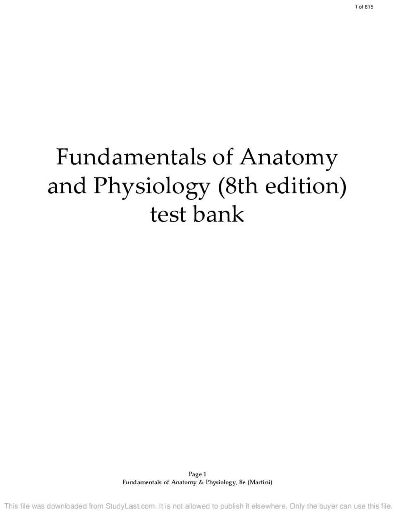 Fundamentals of Anatomy and Physiology 8th edition test bank