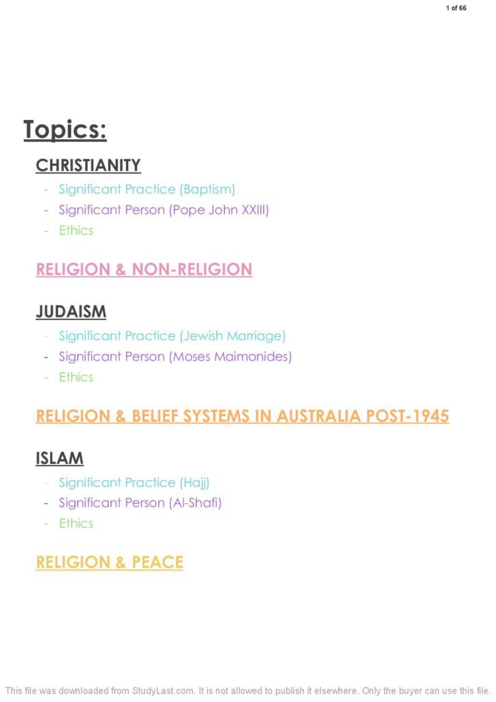 Studies of Religion II (SOR2) full summary notes